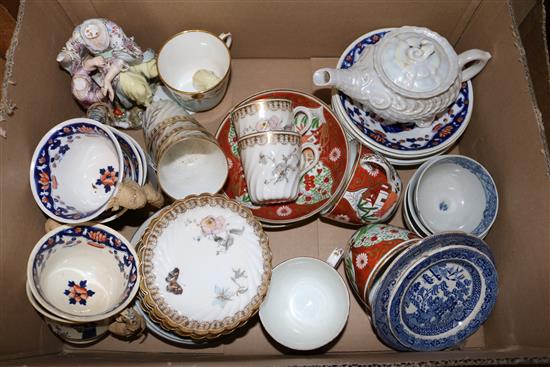 Collection of English, Contintental and Chinese ceramic tableware and a late Meissen group (a.f.)